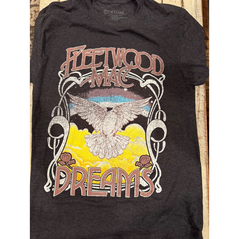Fleetwood Mac Dreams Graphic T-Shirt Charcoal Heather Gray Dove Rock Band Tee M